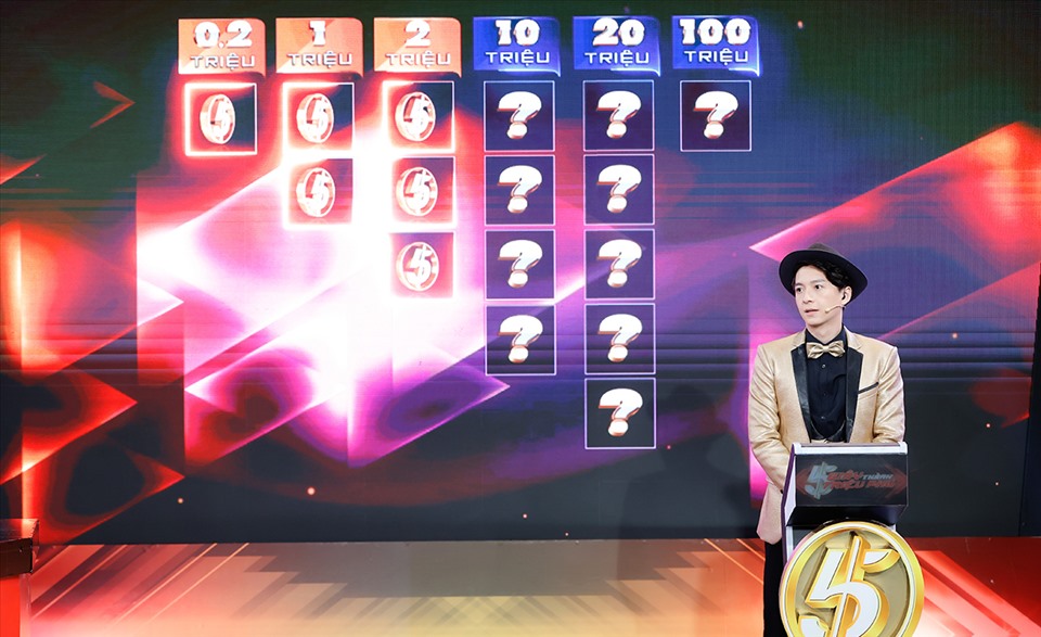 Ngô Kiến Huy nhí nhảnh trong vai trò MC trong gameshow mới. Ảnh: CMH.