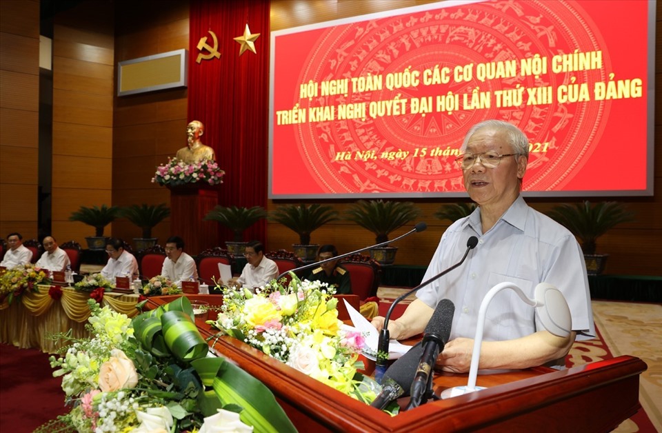 Tổng Bí thư Nguyễn Phú Trọng phát biểu tại Hội nghị. Ảnh Trí Dũng/TTXVN