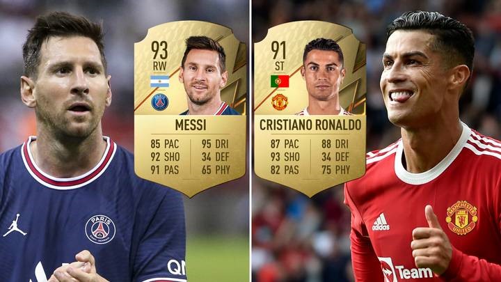 Ronaldo xếp sau Messi trong FIFA 22. Ảnh: SPORTbible