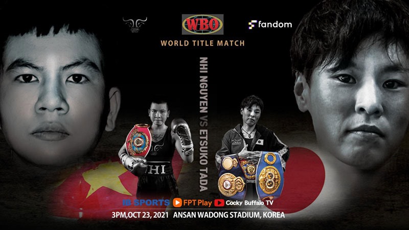 Trận tranh đai hạng nhẹ WBO thế giới hạng minimum giữa Nguyễn Thị Thu Nhi và Etsuko Tada sẽ được Quỹ đầu tư Fandom tài trợ. Ảnh: TN