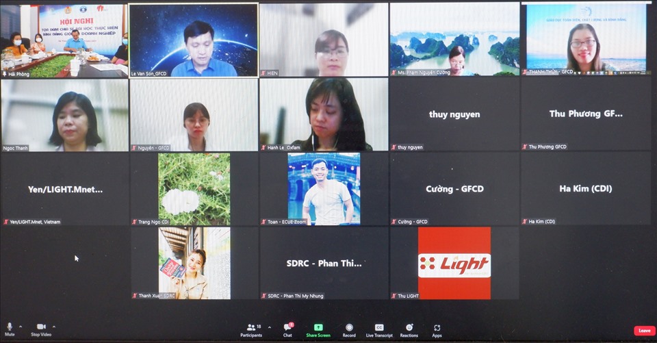 Hội thảo diễn ra với 2 hình thức trực tuyến tại Hà Nội, trực tiếp tại điểm cầu Hải Phòng. Ảnh BTC