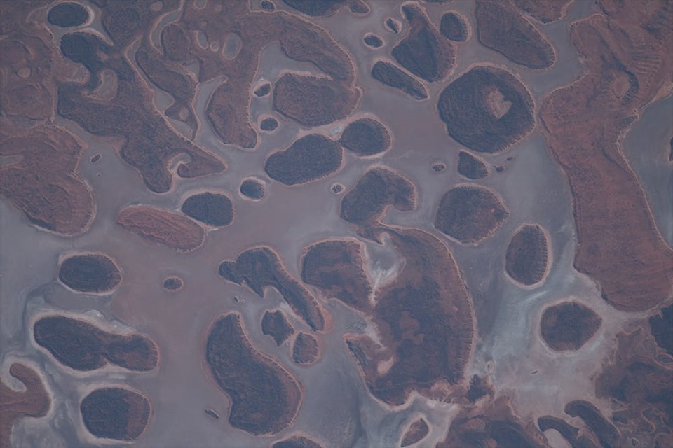 Không phải lúc nào các phi hành gia cũng biết đang quan sát được cái gì. Trong ảnh là vùng viễn đông, sa mạc bao phủ của Tây Australia ngày 14.5.2021. Ảnh: NASA