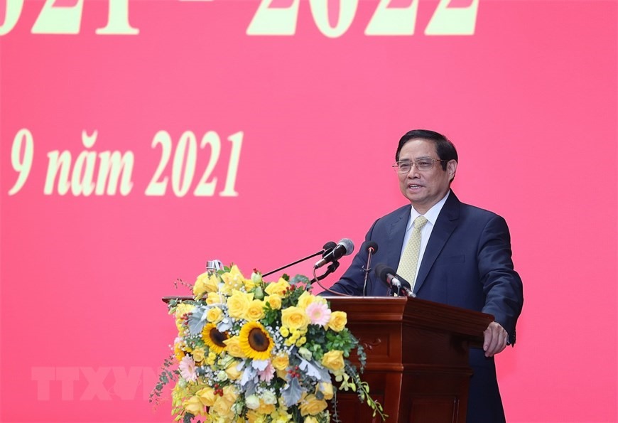Thủ tướng Phạm Minh Chính phát biểu tại Lễ khai giảng. Ảnh: Dương Giang/TTXVN