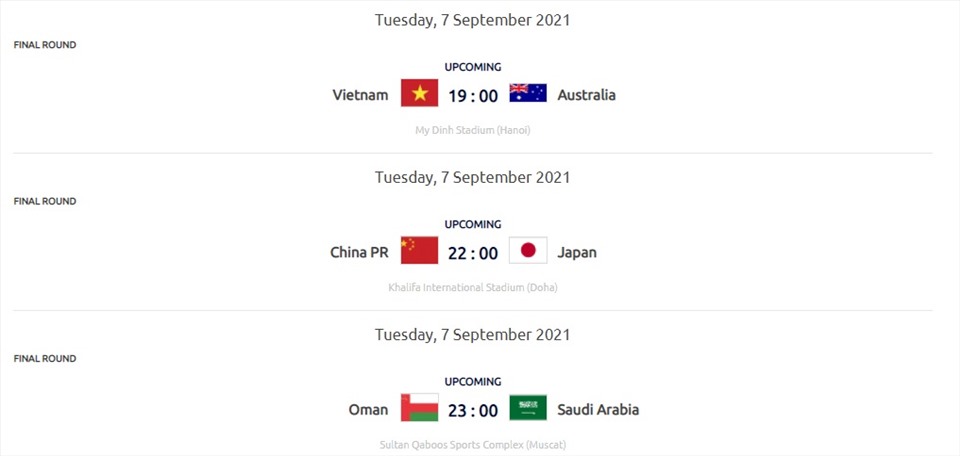 Trận tuyển Việt Nam - Australia là trận đấu sớm nhất ở lượt trận thứ 2 của bảng B. Ảnh: Chụp màn hình.