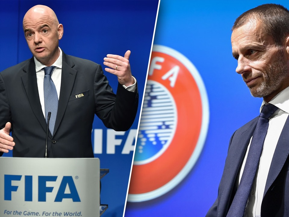 FIFA và UEFA chưa khi nào chung một suy nghĩ. Ảnh: AFP.