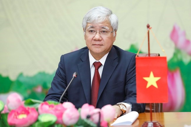 Bí thư Trung ương Đảng, Chủ tịch Ủy ban Trung ương MTTQ Việt Nam Đỗ Văn Chiến tại cuộc điện đàm.