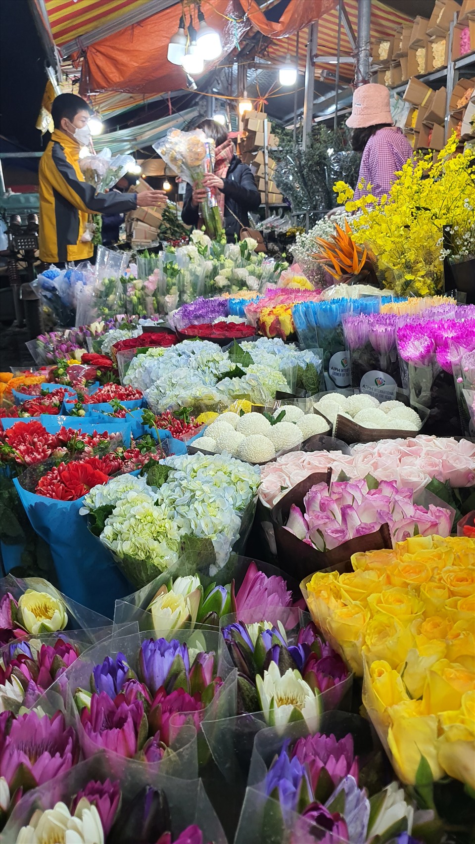 Khó tìm được một nơi hoa thật tươi như ở chợ Quảng An lúc nửa đêm.
