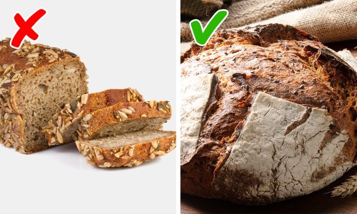 Bánh mì là thực phẩm có hàm lượng calo khá cao và ít vitamin, thậm chí cả chất xơ. Bánh mì trắng cắt lát đã chứa tới 3g đường mỗi lát, nhưng loại bánh mì nguyên cám điển hình sử dụng nhiều đường hơn để che đi vị đắng của bột mì nguyên cám. Nên hạn chế ăn bánh mì, hoặc có thể mua bánh mì không thêm đường, đặc biệt nếu đó là ngũ cốc nguyên hạt.