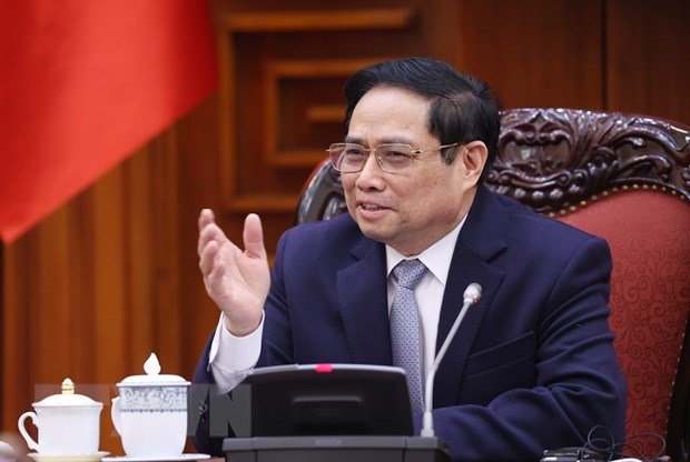 Thủ tướng Phạm Minh Chính phát biểu tại buổi tiếp. Ảnh: TTXVN