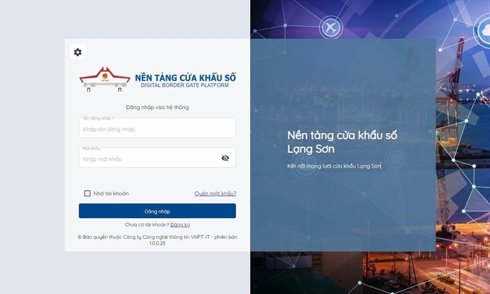 Website nền tảng cửa khẩu số của Lạng Sơn.