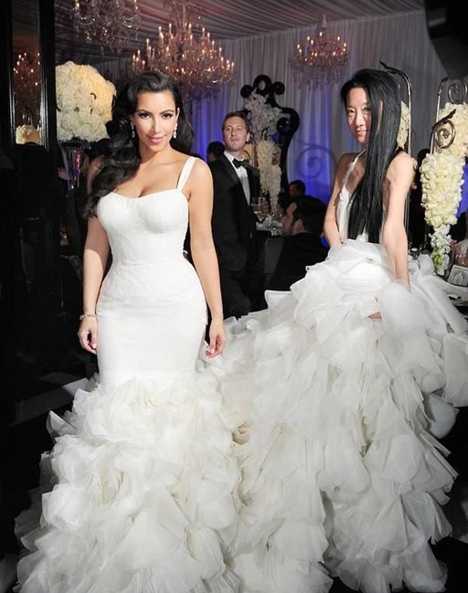 Vera Wang thiết kế váy cưới cho Kim Kardashian. Ảnh: Xinhua