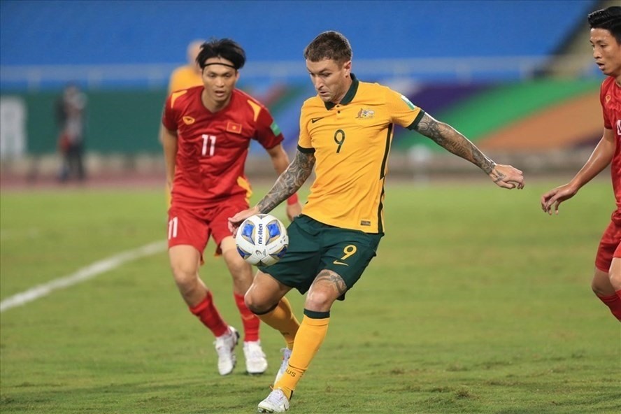 Tiền đạo Adam Taggart của tuyển Australia cũng đã hồi phục chấn thương để sẵn sàng tái đấu tuyển Việt Nam. Ảnh: Hoài Thu