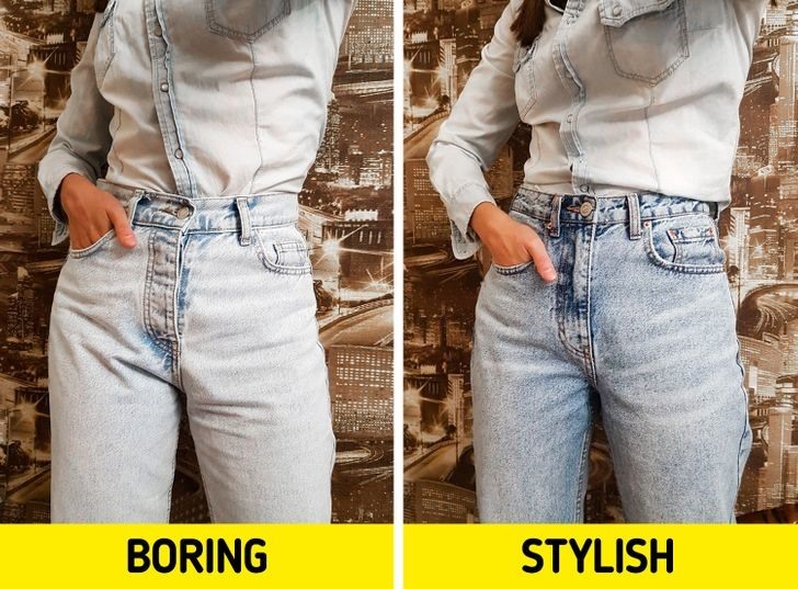 Một trong những sai lầm khi mặc quần jeans đó là phối chúng với áo có cùng màu vì điều này sẽ khiến bạn trong nhạt nhòa, nhàm chán. Ảnh: Bright side