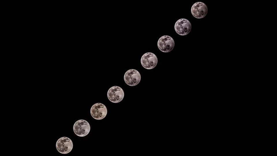 Hai hiện tượng thiên văn xảy ra đồng thời là Trăng sói và nguyệt thực nửa tối xảy ra tối 10.1 rạng sáng 11.1.2020. Ảnh: Anadolu