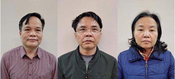 Các đối tượng từ trái sang phải:  Lâm Văn Tuấn; Phan Huy Văn; Phan Thị Khánh Vân. Ảnh: BCA