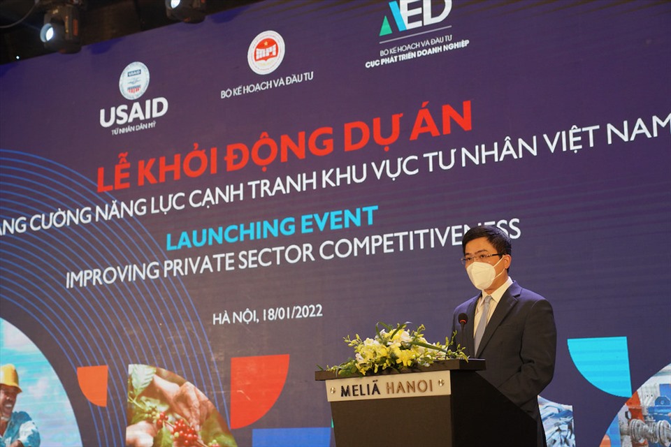 Ông Lê Mạnh Hùng, Cục trưởng Cục Phát triển Doanh nghiệp, Bộ Kế hoạch và Đầu tư, phát biểu tại sự kiện. Ảnh: USAID