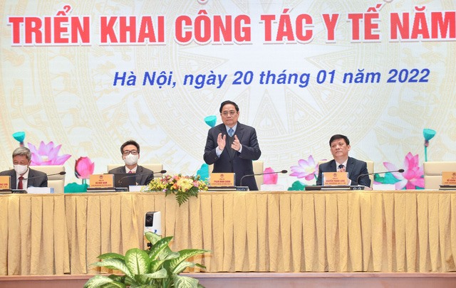 Thủ tướng Chính phủ Phạm Minh Chính, Trưởng Ban chỉ đạo quốc gia phòng chống dịch COVID-19 dự và chỉ đạo Hội nghị. Ảnh: VGP/Nhật Bắc