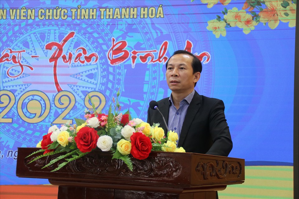 Ông Võ Mạnh Sơn - Chủ tịch LĐLĐ tỉnh Thanh Hóa phát biểu tại chương trình. Ảnh: T.H