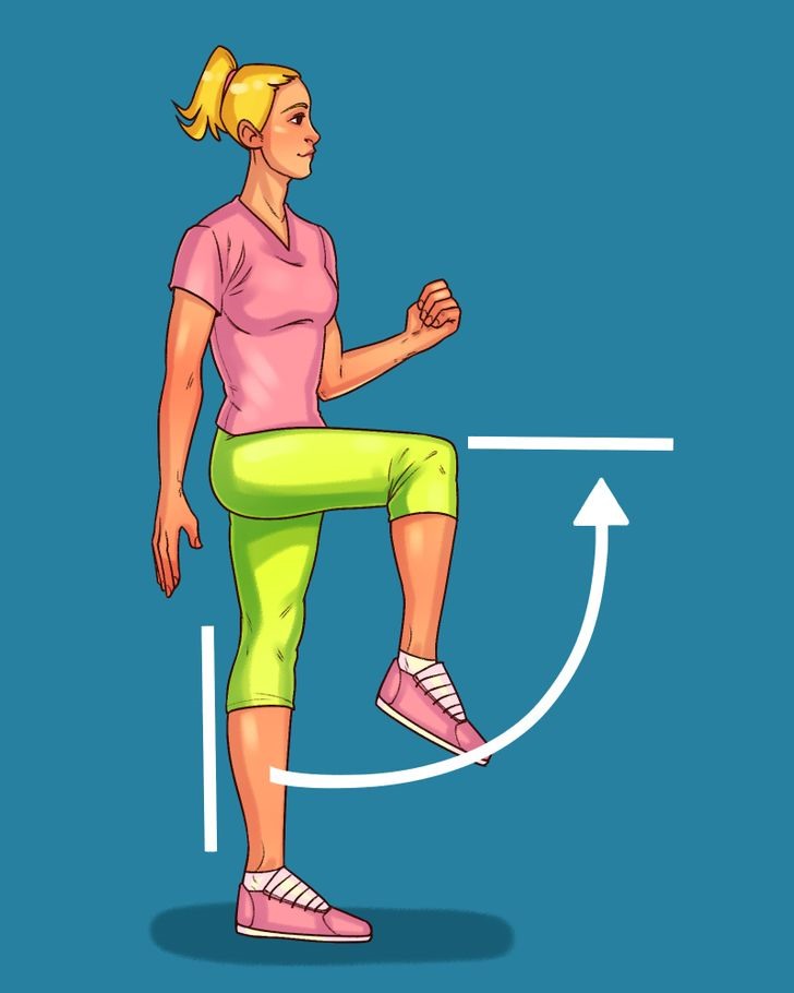 Nâng chân lên sao cho hông song song với sàn và bắt đầu bấm giờ. Nếu có thể đứng như vậy trong 20 giây hoặc hơn, đồng nghĩa có ít nguy cơ bị đột quỵ hoặc phát triển chứng sa sút trí tuệ. Ngược lại, nếu gặp khó khăn trong việc duy trì thăng bằng ở một chân, điều đó có thể cho thấy các mạch máu não có vấn đề, sức khỏe đang cần được chú ý.