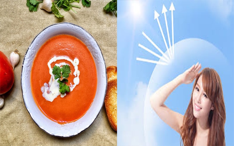 Giúp bảo vệ da: Beta carotene và lycopene trong súp cà chua có thể bảo vệ bạn khỏi nguy cơ cháy nắng bằng cách hấp thụ tia cực tím (UV). Nhờ đó làm tăng khả năng bảo vệ da và chống lại các tổn thương do tia UV gây ra.