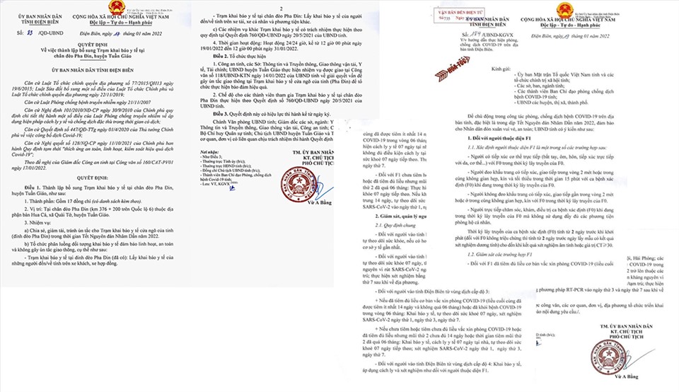 Các văn bản của UBND tỉnh Điện Biên về công tác phòng chống dịch COVID-19 mới được ban hành.