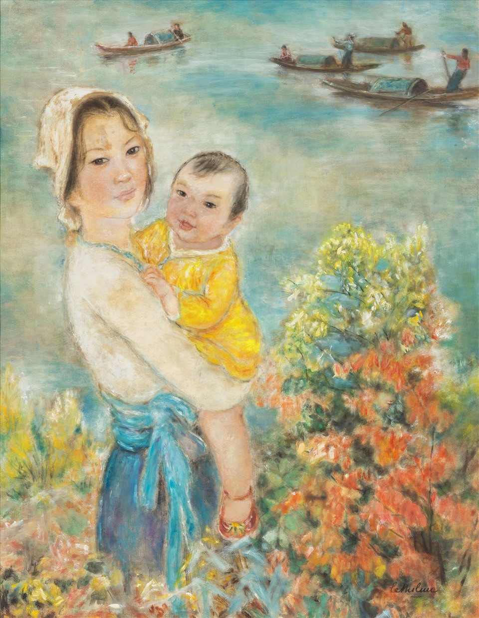 Tác phẩm Mẹ và con của Lê Thị Lựu. Ảnh: Tư liệu