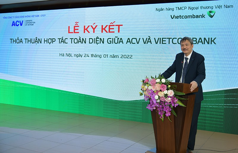 Ông Lại Xuân Thanh - Chủ tịch Hội đồng quản trị ACV phát biểu tại lễ ký kết. Ảnh: N.H