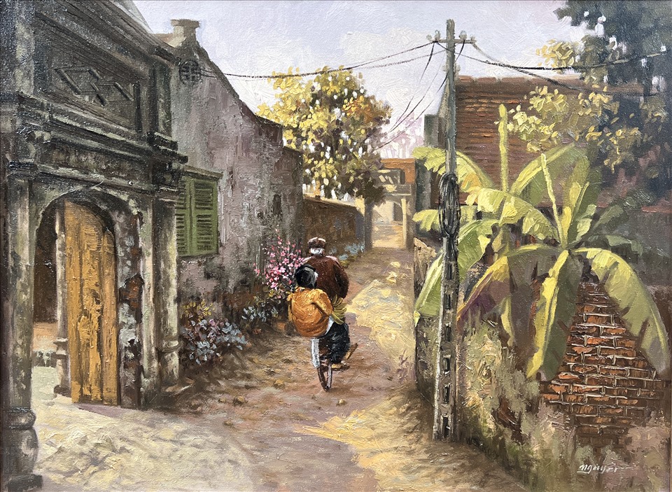 Những bức tranhg được vẽ bằng màu acrylic và sơn dầu. Tranh của hoạ sĩ Trần Nguyên được vẽ theo lối tả thực.