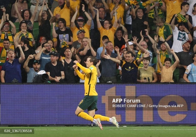 Tuyển Australia 4-0 tuyển Việt Nam: Riley McGree ghi tên lên bảng tỉ số. Ảnh: AFP