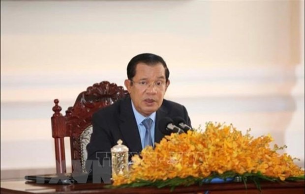 Chủ tịch Đảng Nhân dân Campuchia, Thủ tướng Chính phủ Vương quốc Campuchia Samdech Techo Hun Sen điện đàm với Tổng Bí thư Nguyễn Phú Trọng. Ảnh: TTXVN
