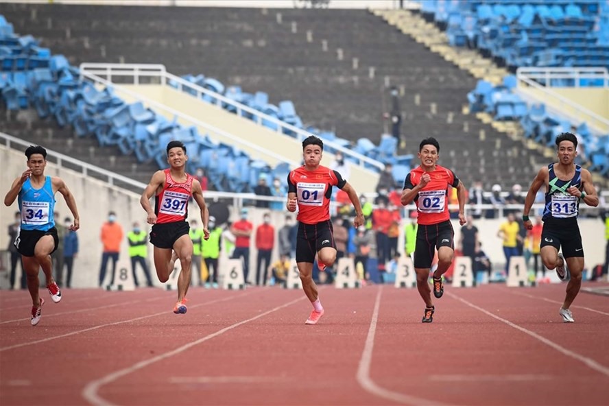 Giải tiền SEA Games 31 môn điền kinh diễn ra vào cuối tháng 4.2022. Ảnh: Minh Anh