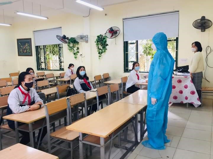 Trường học tại Hà Nội sẵn sàng phương án đón học sinh trở lại trường sau Tết. Ảnh: Facebook Trường THCS Trần Đăng Ninh - Hà Đông.