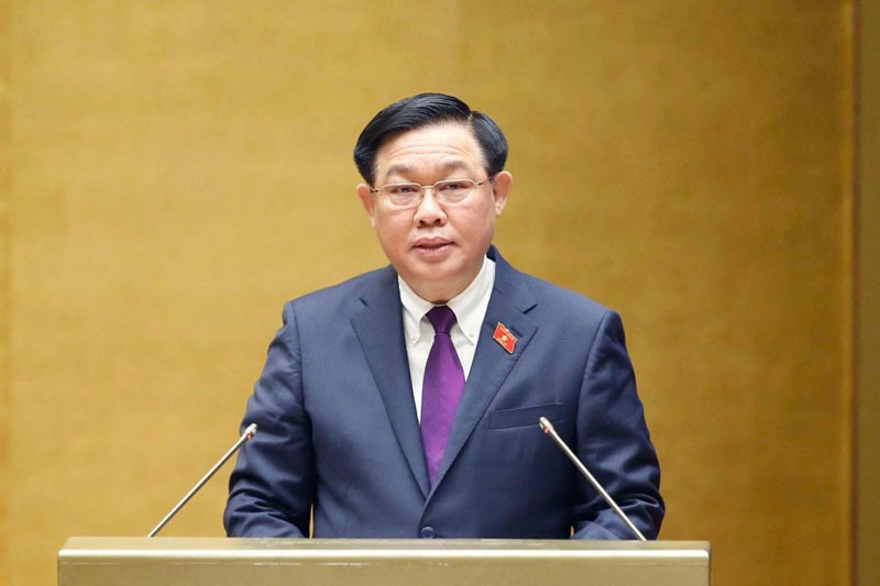 Chủ tịch Quốc hội Vương Đình Huệ phát biểu khai mạc tại kỳ họp. Ảnh Doãn Tấn