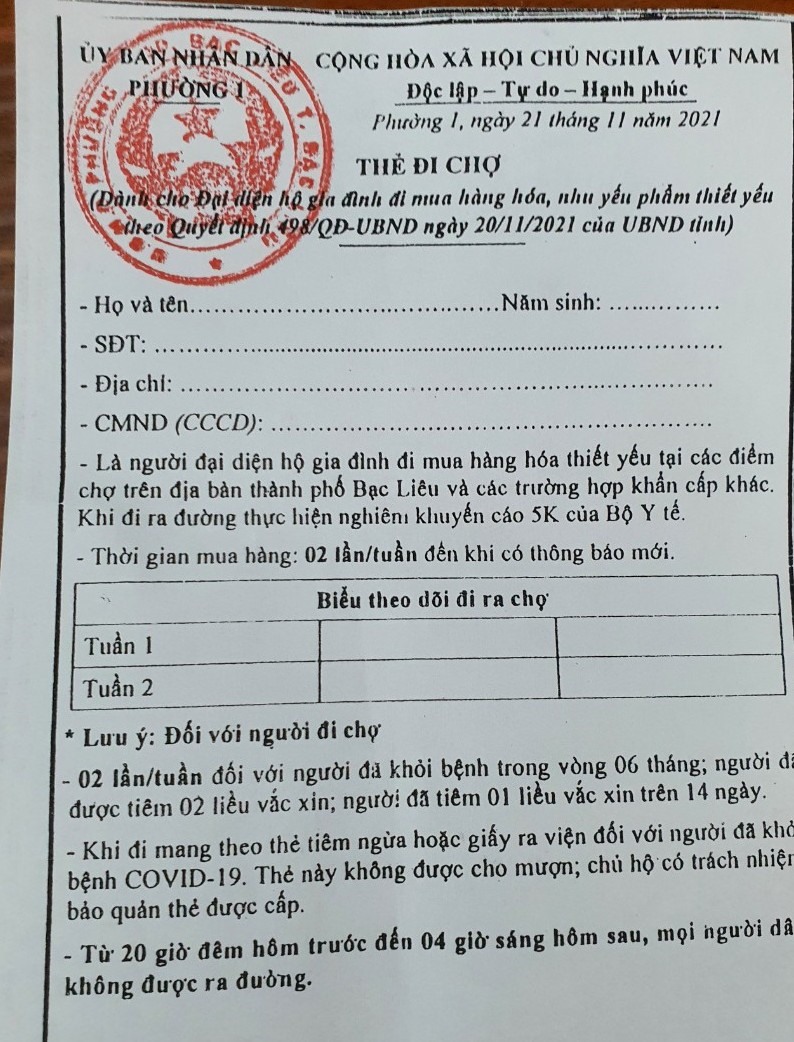 Người dân muốn đi chợ phải có thẻ, điều này chưa từng thấy đối với những người sinh sau năm 1975. Ảnh: Nhật Hồ