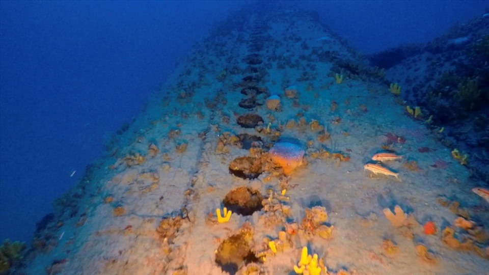 Xác tàu ngầm Jantina ở phía nam đảo Mykonos. Ảnh: Thoctarides