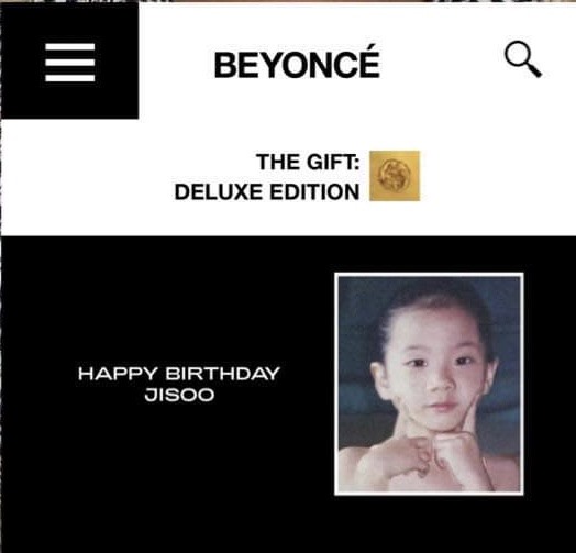 Bài đăng chúc mừng sinh nhật Jisoo trên website của Beyoncé. Ảnh: CMH