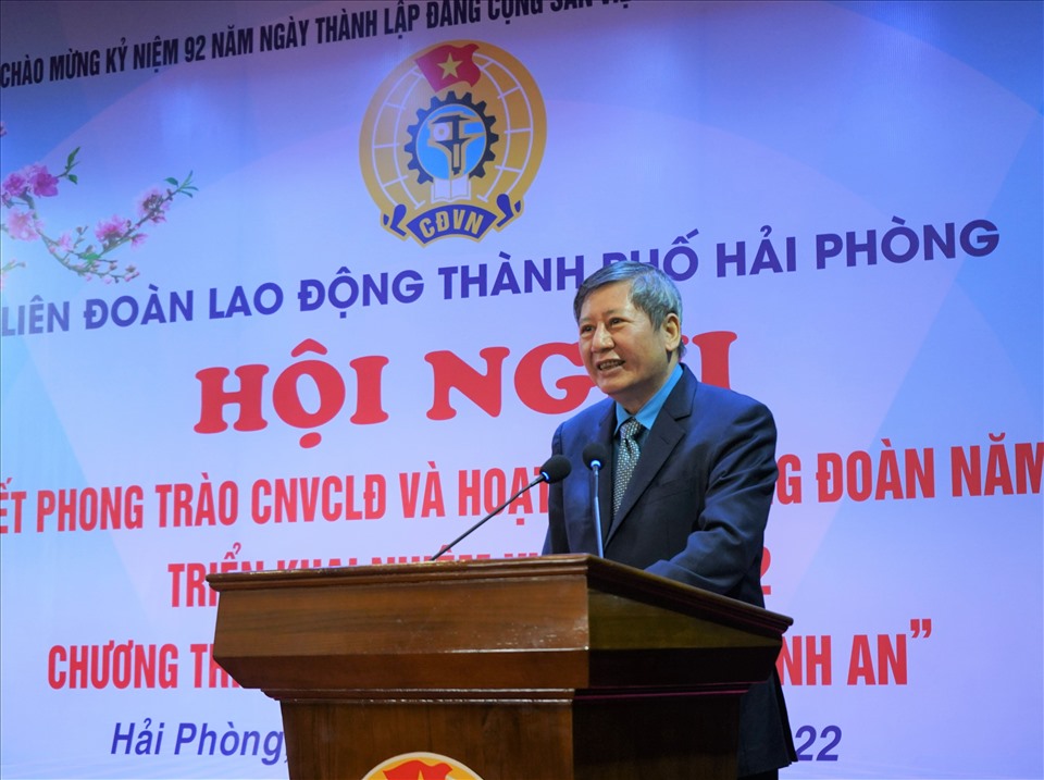 Đồng chí Trần Thanh Hải - Phó Chủ tịch Thường trực Tổng Liên đoàn Lao động Việt Nam chỉ đạo tại hội nghị. Ảnh: Mai Dung