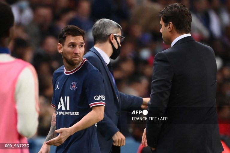 Pochettino không tạo được cái uy với Messi và những ngôi sao PSG. Ảnh: AFP
