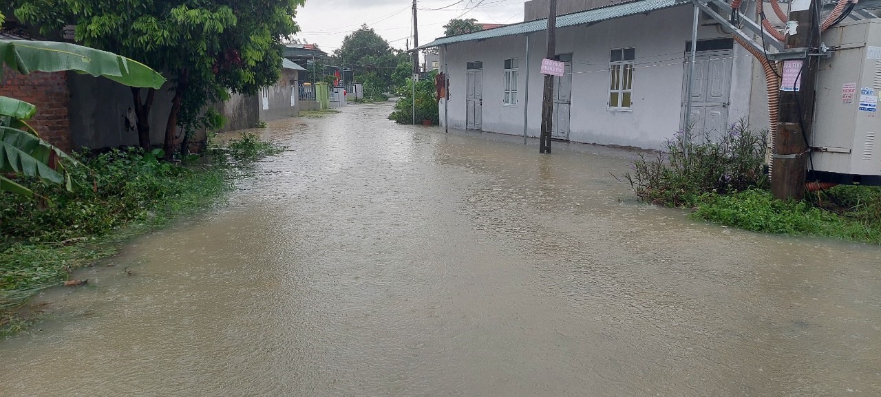 Điểm ngập lụ tại thị trấn Quảng Hà (huyện Hải Hà)