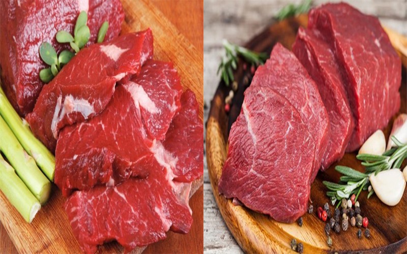 Thịt đỏ: Thịt đỏ có hàm lượng protein cao. Protein là chất dinh dưỡng quan trọng để duy trì sức khỏe, giúp làm tăng  độ đàn hồi của da.  Bởi protein trong thực phẩm hỗ trợ sản xuất collagen và giúp các màng tế bào khỏe mạnh, đồng thời bảo vệ da khỏi các tác nhân gây hại, như tia cực tím.