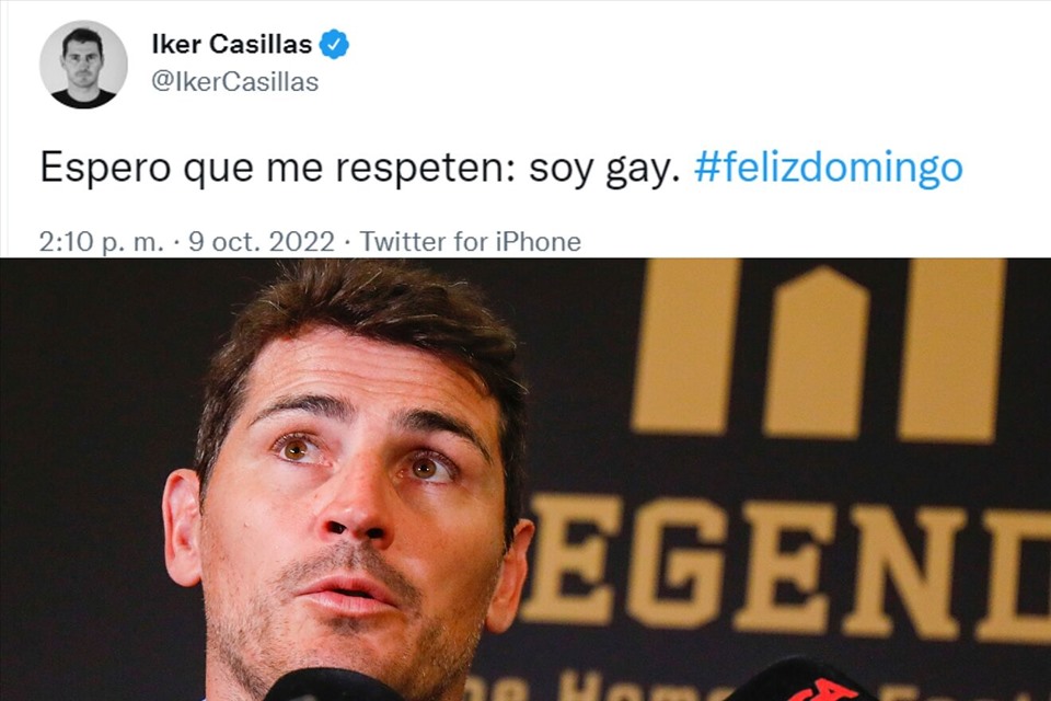 Dòng trạng thái của Iker Casillas thừa nhận anh đồng tính. Ảnh: Twitter
