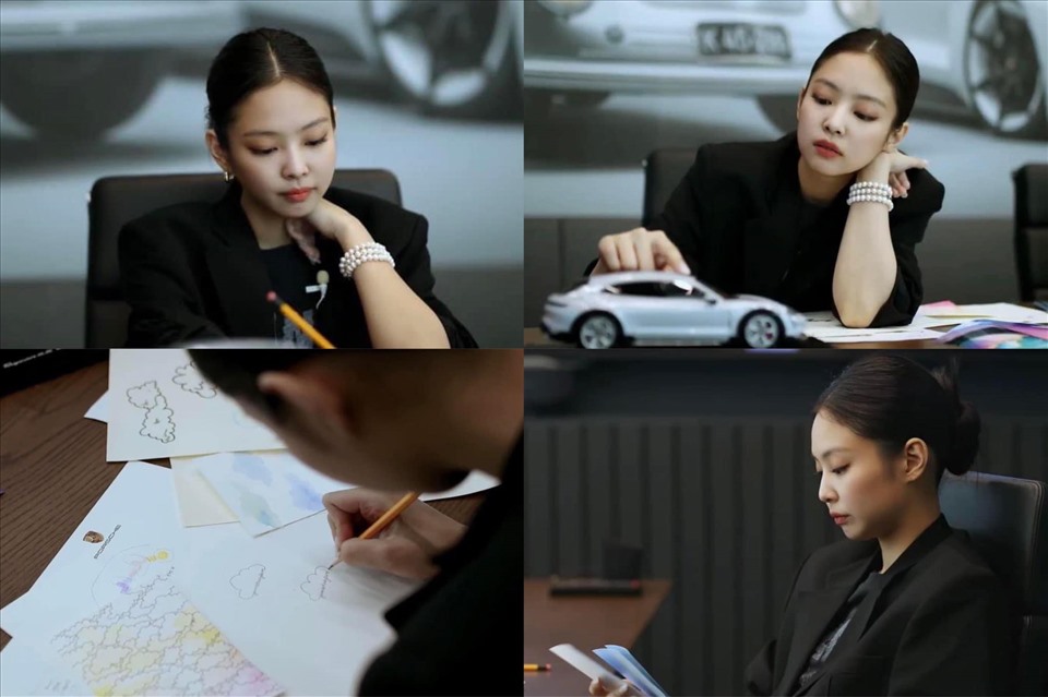 Jennie (Blackpink) tự tay thiết kế logo mang tên mình cho siêu xe. Ảnh: Porsche Korea.