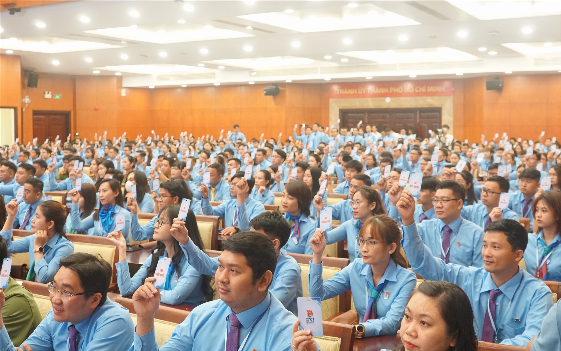 Đại hội đại biểu Đoàn TNCS Hồ Chí Minh TPHCM lần thứ XI với sự tham gia của 441 đại biểu đại diện cho hơn 750.000 đoàn viên, đến từ 116 cơ sở Đoàn trực thuộc. Ảnh: Thanh Chân