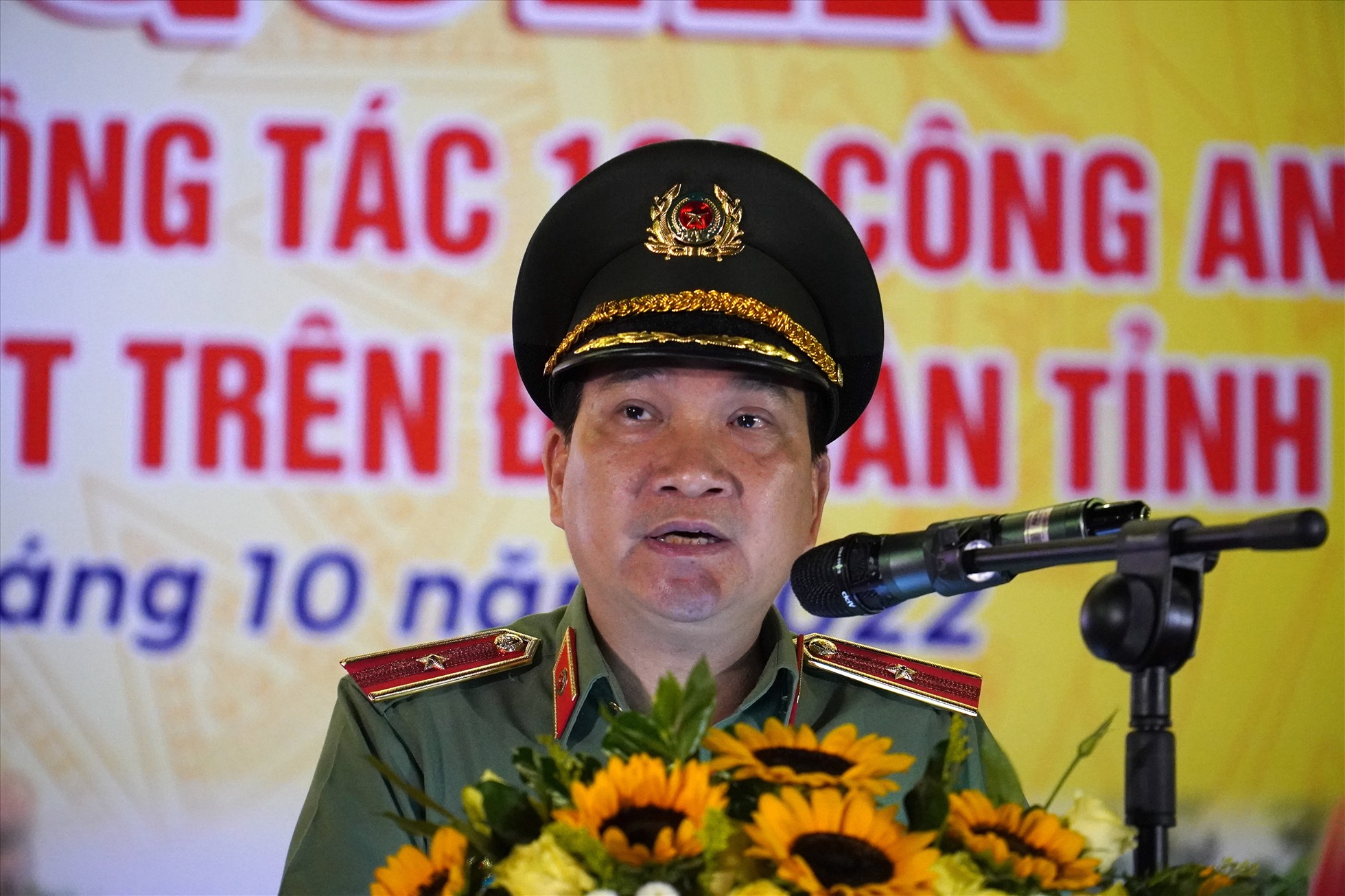 Thiếu tướng Nguyễn Sỹ Quang, Giám đốc Công an tỉnh Đồng Nai phát biểu tại buổi lễ. Ảnh: Hà Anh Chiến