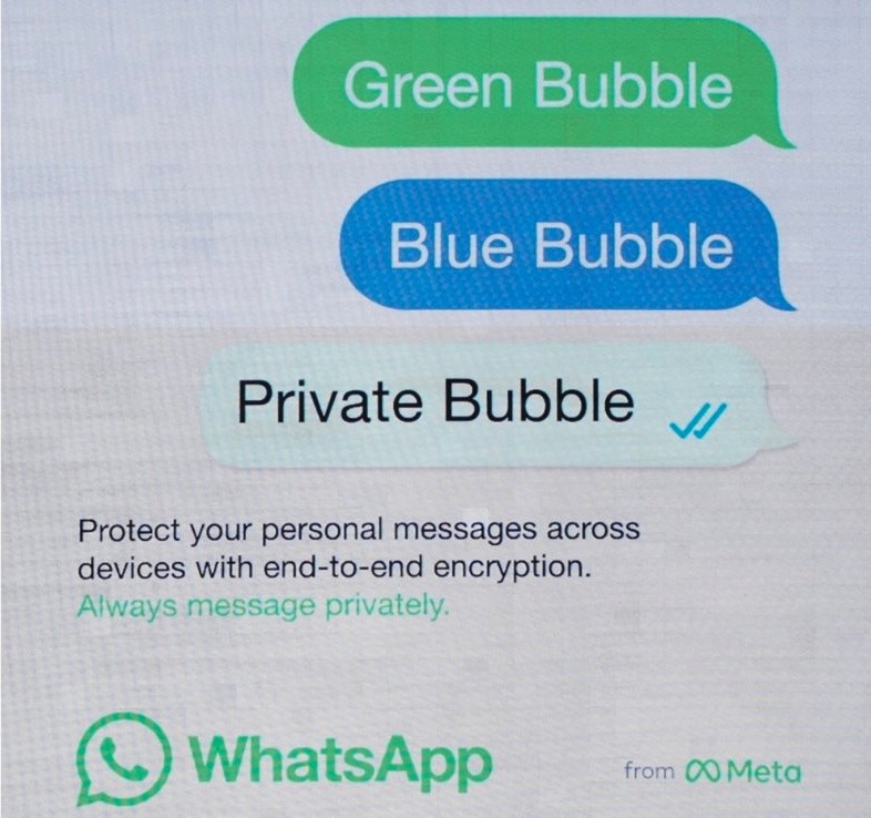 Quảng cáo nhắm tới iMessaga của Whatsapp. Ảnh: Meta