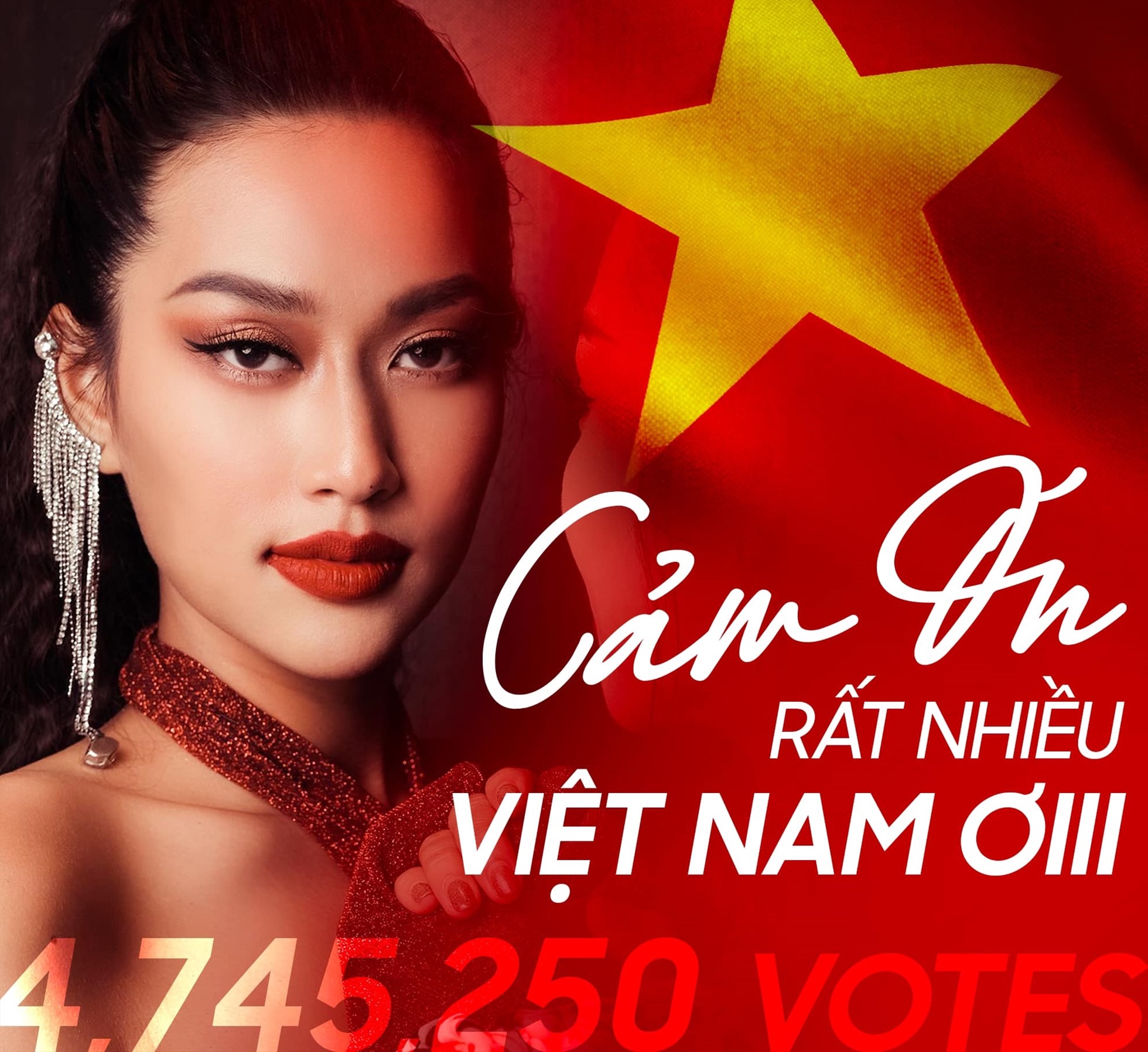 Thiên Ân nhận được số lượng bình chọn từ khán giả cao kỷ lục cho một người đẹp Việt Nam tại cuộc thi nhan sắc quốc tế. Ảnh: FBNV