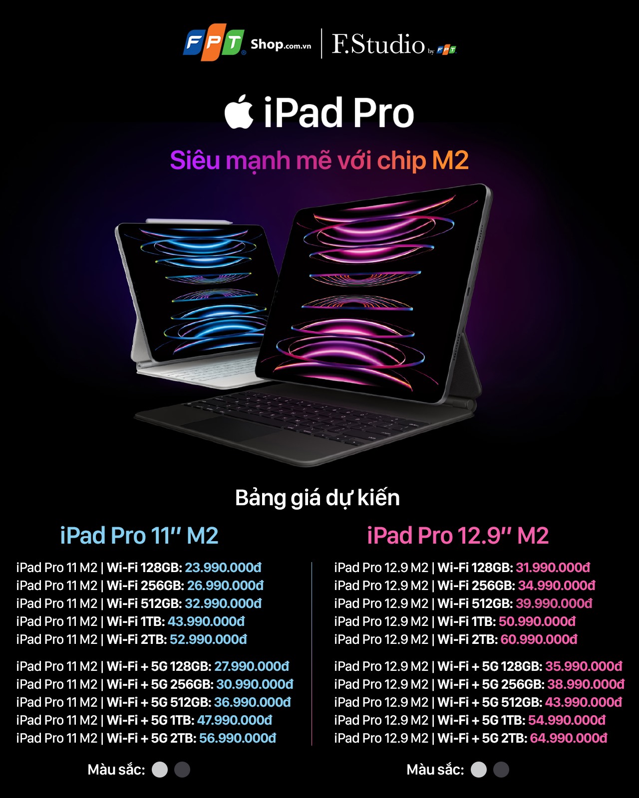 Giá bán dự kiến của iPad Pro 2022 tại hệ thống của FPT Shop. Ảnh: N.H