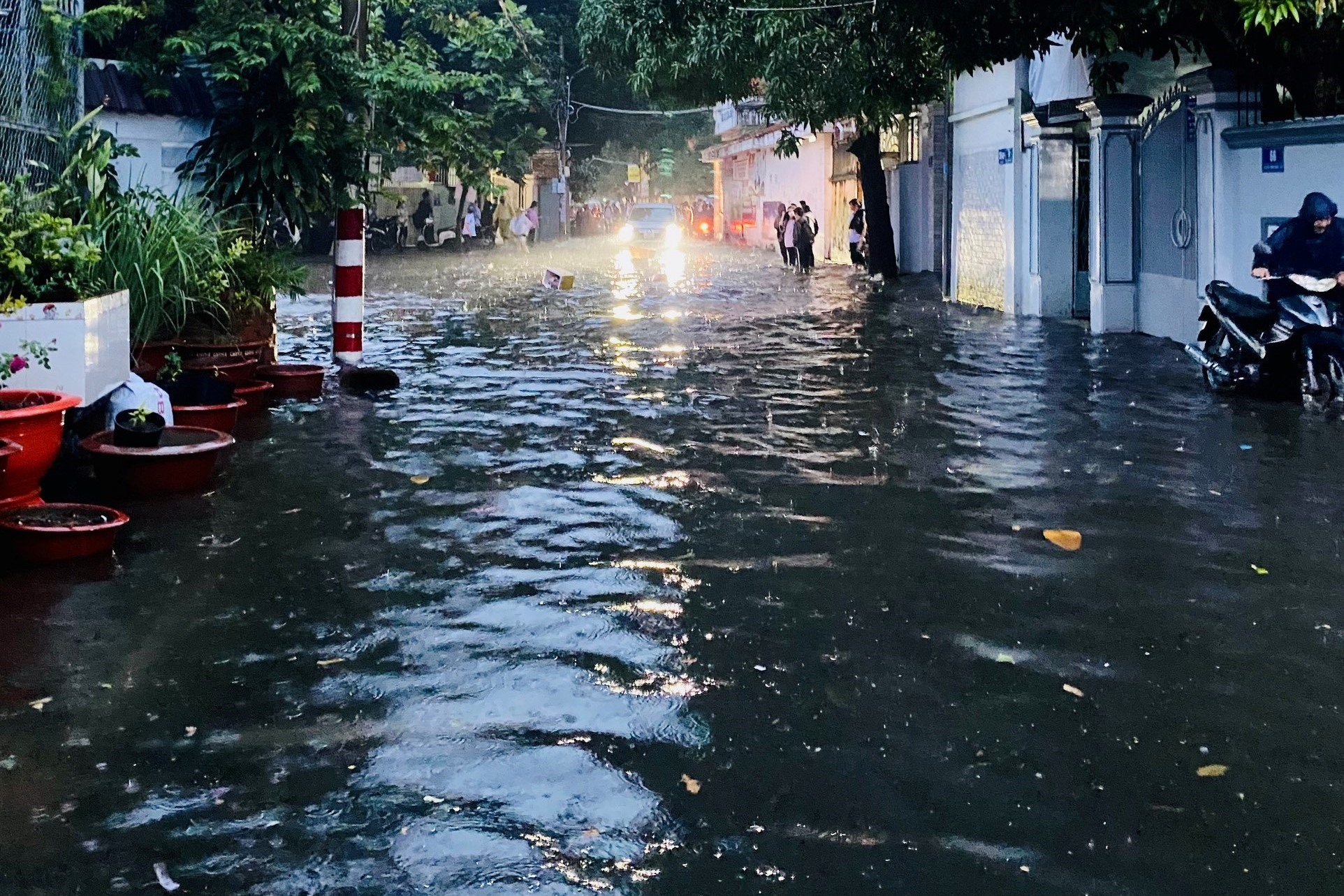 Tại một khu vực phường 8, nước ngập sâu thậm chí tràn vào nhà dân.