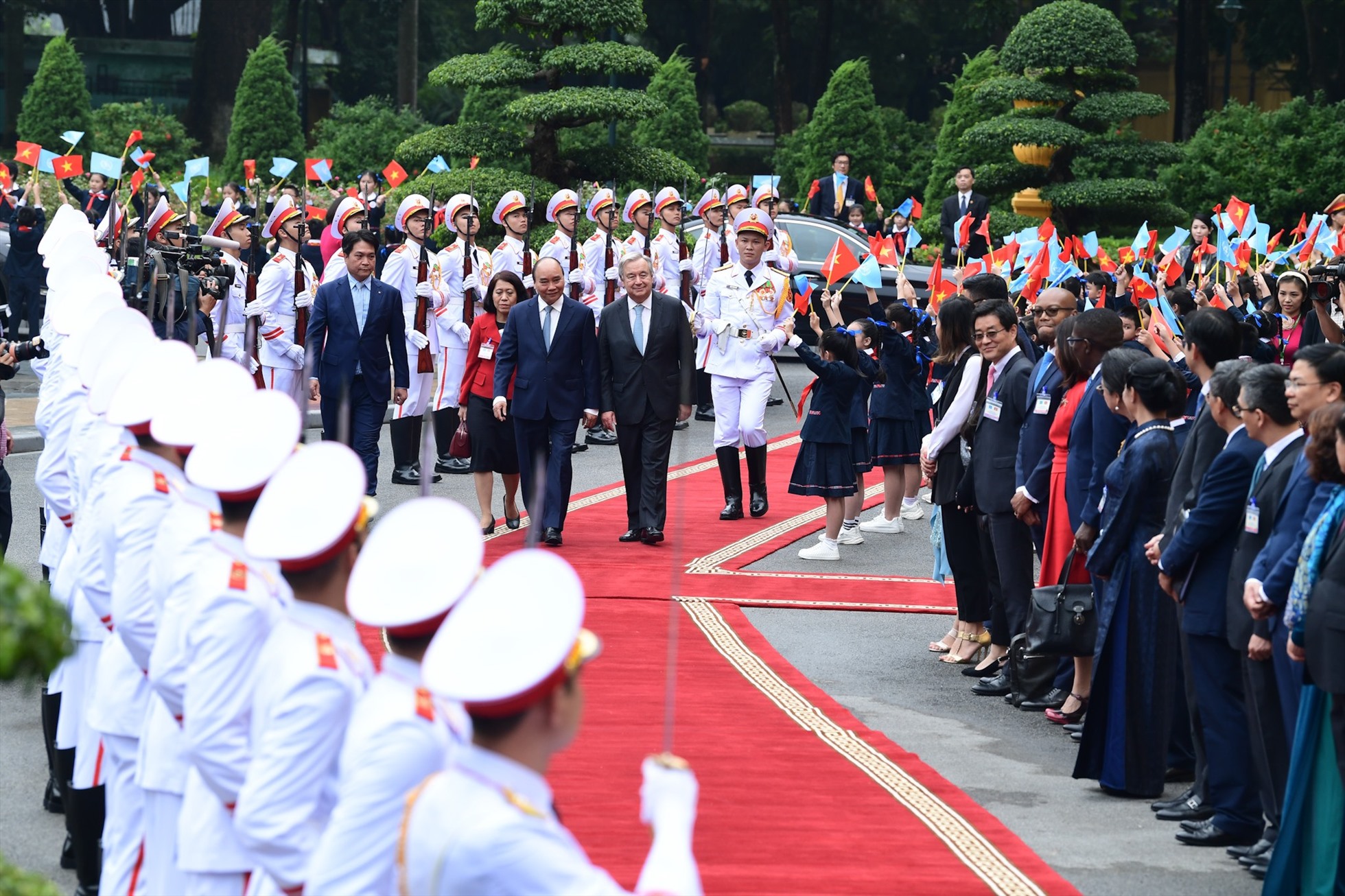 Tổng Thư ký Liên Hợp Quốc thăm Việt Nam từ ngày 21-22.10 theo lời mời của Chủ tịch nước Nguyễn Xuân Phúc. Ảnh: Hải Nguyễn