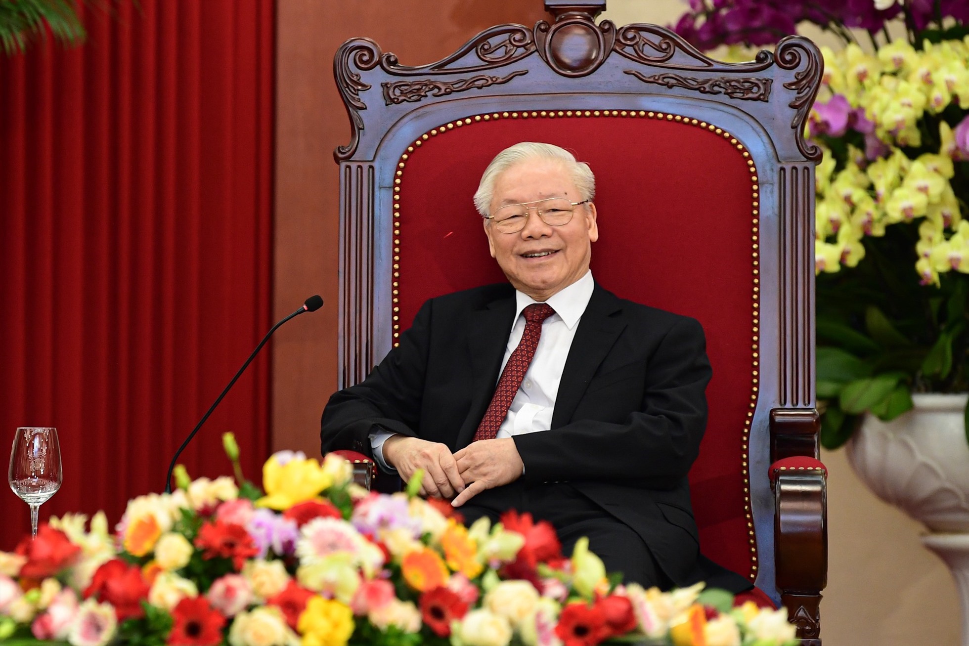 Tổng Bí thư Nguyễn Phú Trọng trong lễ đón Tổng Thư ký Liên Hợp Quốc. Ảnh: Hải Nguyễn